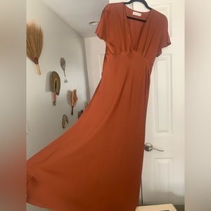 Silky maxi dress with deep v and flutter sleeves